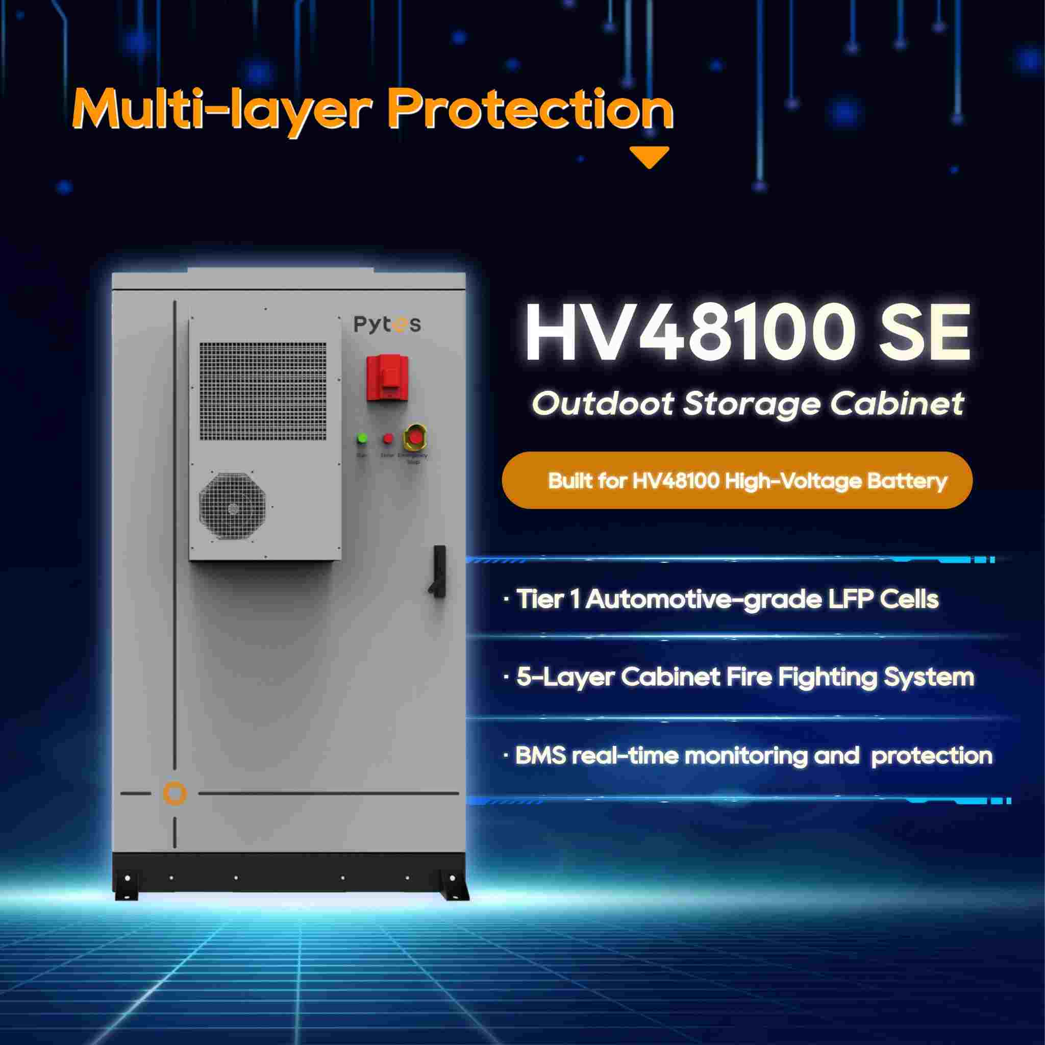 Sistema de armazenamento de energia de alta tensão Pytes HV48100 SE